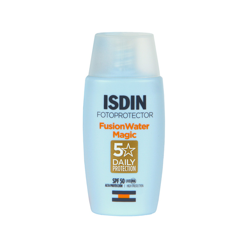 فلوئید ضدآفتاب بدون رنگ ایزدین SPF50 مدل Fusion Water Magic ‌مناسب انواع پوست، حجم 50 میلی‌لیتر اورجینال
